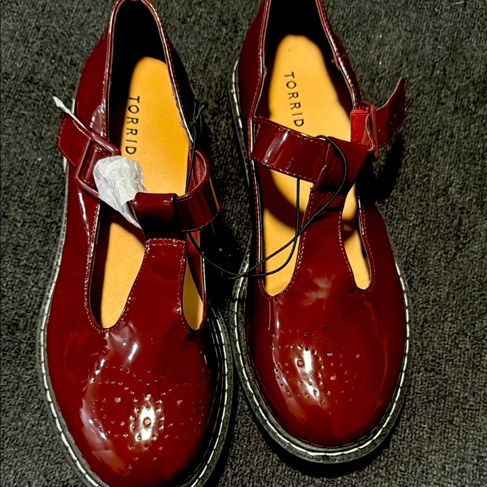 Torrid Dark Red Patent Mary Jane Flats